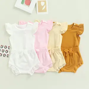 0-2Y Baby Girls Summer Shorts Sets Short Sleeve Checkerboard Print Tops PP Shorts Sets