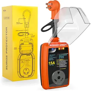 15 to 30 Amp RV Surge Protector Power Adapter 2100 Joules Voltage Monitor 5-15P to TT-30R Converter 125V/1875W Waterproof Circuit Analyzer with Extension Cord for Camper Travel Trailer