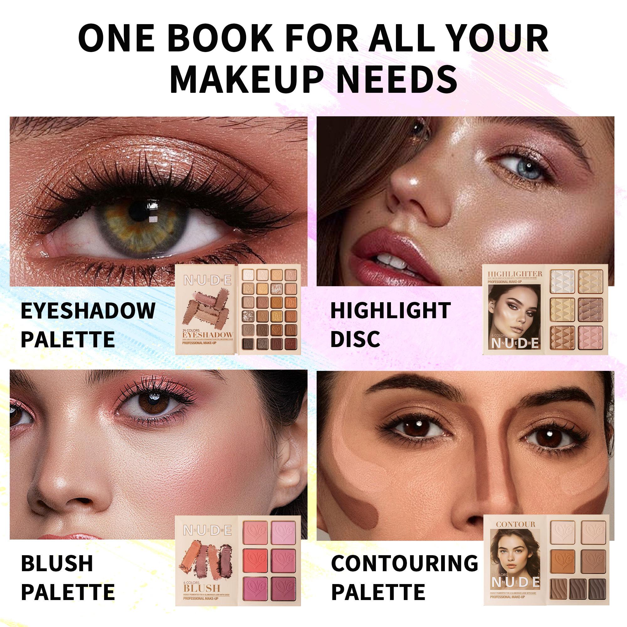 All-in-One 43-Color Book-Style Makeup Palette, 4-Layer Foldable Kit with Eyeshadow Blush Contour Highlighter, Long-Lasting Waterproof Travel-Friendly for Daily Natural Look to Full Glam Face Makeup Set for Women Girls Teens
