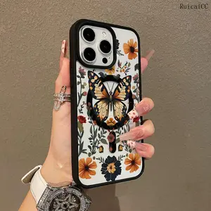 Premium Magnetic Case for iPhone11/12/13/14/15/16/promax Butterfly flower pattern y2k cased MagSafe Ready, Anti-Fall, Springtok and Ultra-Thin Design |   Perfect for Everyday Use Protector Screen Protector Aesthetic Resistance