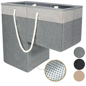 LCWZDT Stair Basket for Stairs with Handle, L-Shaped Design, 16" L x 9" W x 16" H, High-Quality Cotton and Linen Material, Anti-Slip Rubber Particles Organiser Laundry Gift