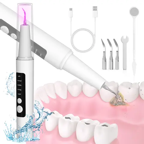 Ultrasonic Plaque Cleaner Oral Care Kit - Electric Toothbrush with USB Cable, Soft-to-Super Modes, Tartar Remover Tool for Human Use to Remove Tartar and Stains