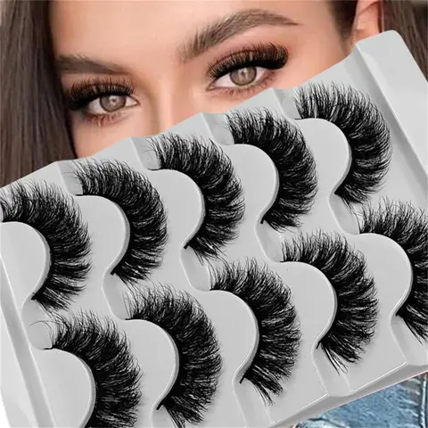 Fluffy False Eyelashes, 5 Pairs Natural Faux Cluster Lashes, Volumized False Eyelashes For Women And Girls Makeup Enhancement, Cosmetic False Lashes