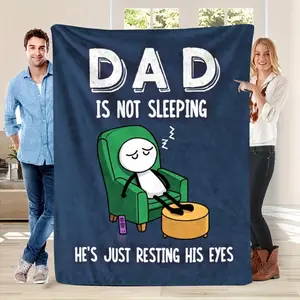 Funny Dad Quote Flannel Throw Blanket, "Dad Is Not Sleeping He's Just Resting His Eyes" Humorous Flannel Blanket, Ultra Soft Cozy Throw, Perfect Father’s Day & Birthday Gift for Dad