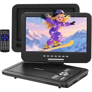 12.5" Portable DVD Player with 10.5"  Swivel Screen, 6-Hour  Life,  DVD Player with Dual Speakers, Supports CD/DVD/USB/SD Card, Include  Headrest Mount and Remote Control