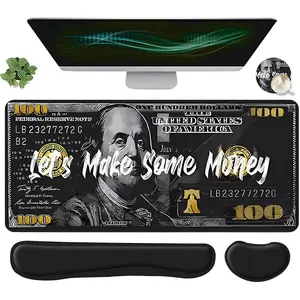 Dollar Pattern Mouse Pad & Keyboard Wrist Rest & Mouse Set, Ergonomic Wrist Support, Computer Mat Mouse Pad Set for Home Office Gaming, Dollar Bill Design