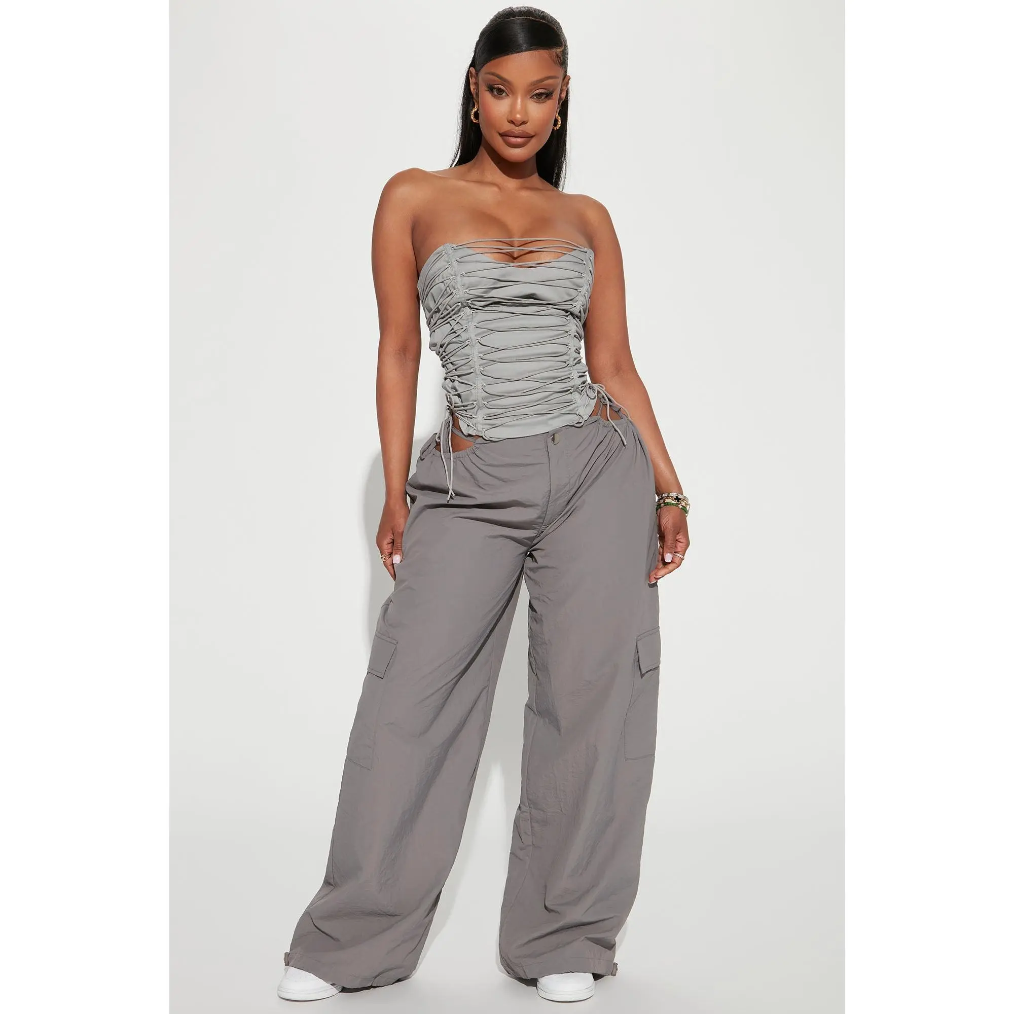 All The Details Corset Top - Grey - TikTok Shop