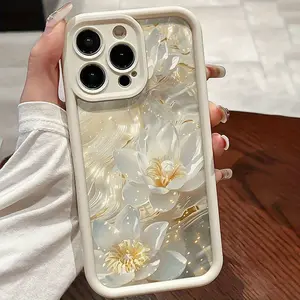 Phone case: Gao Zhu Antique White Flower Bamboo & White Floral Design TPU Shockproof Protective Case for Apple iPhone, Compatible with iPhone X/Xs/XR/XS Max/11/12/13/14/15/16/17 Pro Max