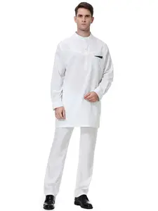 Muslim Men Long Sleeve Shirt Pants Set, Middle East Robe, Casual Fashion, Comfortable Wear, Perfect for Daily Use, Thobe