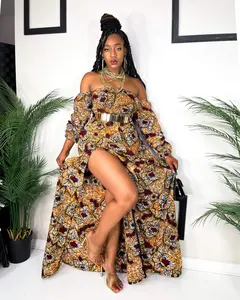 "Adebola" Rema Kente Dress in Copper and Burgundy African Ankara Print