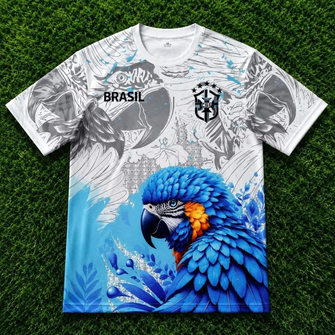 Blue Macaw Brazil Soccer Jersey, Tropical Parrot Football Shirt, Unisex Sports Tee