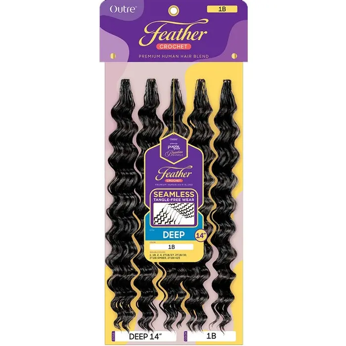 Outre Purple Pack Brazilian Feather Crochet Human Hair Blend - FEATHER CROCHET DEEP