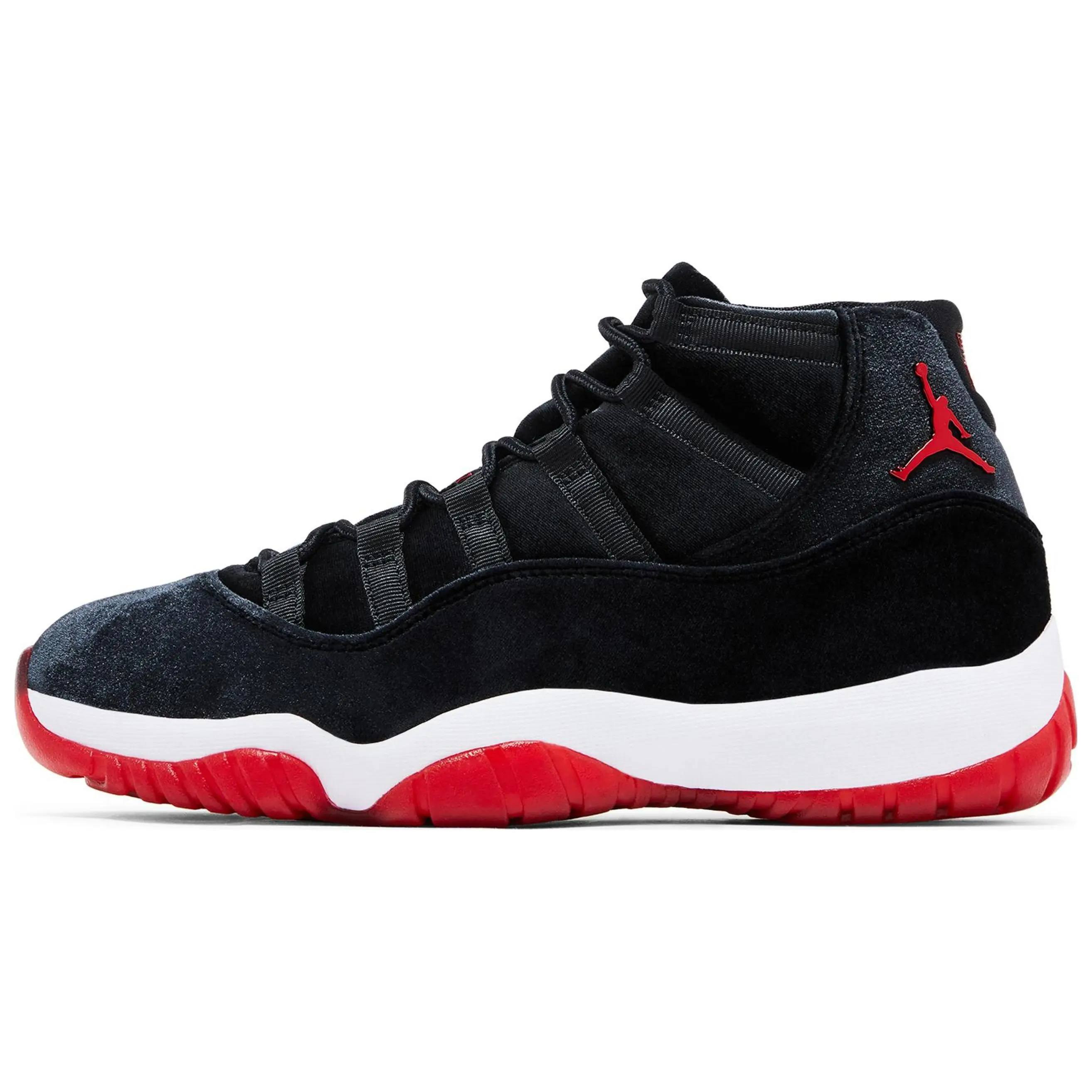 Jordan 11 Retro Bred Velvet High Top Basketball Shoes Black Gym Red White Women's DB5457-061