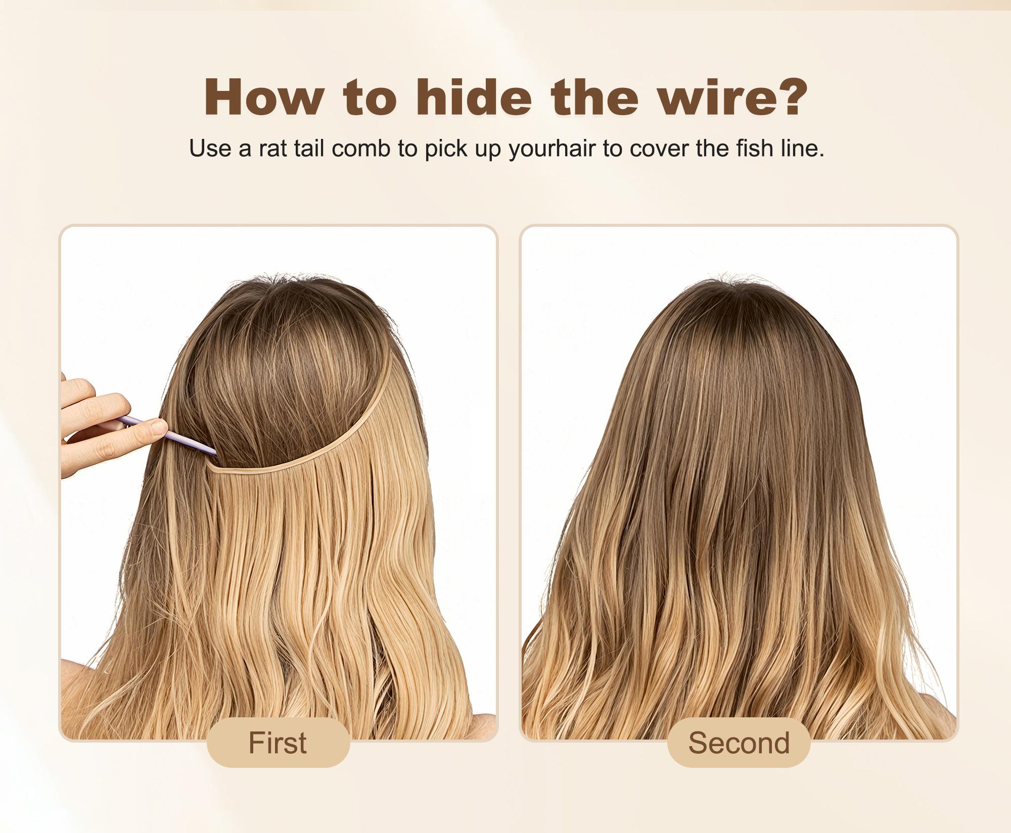 [Qbeauty 2026] Invisible Halo Hair Extensions - 14" to 22" Secret Wire Hairpiece - Natural Body Wave for Daily Volume - Seamless No-Clip Long Curls - Instant Length & Thick Curls for Women