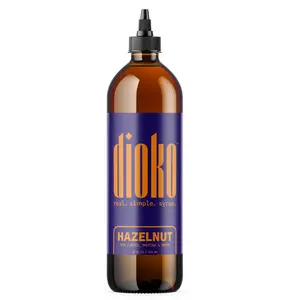 Dioko Hazelnut Simple Syrup, 12 fl. oz Premium Coffee & Dessert Syrup with Easy Pour Spout | No Artificial Dyes or Colors | Perfect for Lattes, Iced Coffee, Cocktails, Pancakes & More