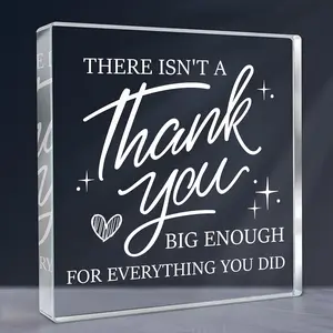 Acrylic Thank You Gift, 1 Count Clear Letter Pattern Desktop Ornament, Home Decor for Living Room Bedroom Office, Gift for Teacher Boss Friend