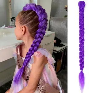 Women's Wig Braids Colorful Twisted Hair Street Dance Bb Clip High Ponytail Dirty Braid Christmas Gift Thanksgiving Music Concert Present