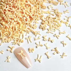 100PCS Sweet Mini Ribbon Bowknots Resin Nail Charms 3D Irregular Solid Color Bow Series Nail Decorations for DIY Princess Style Nails