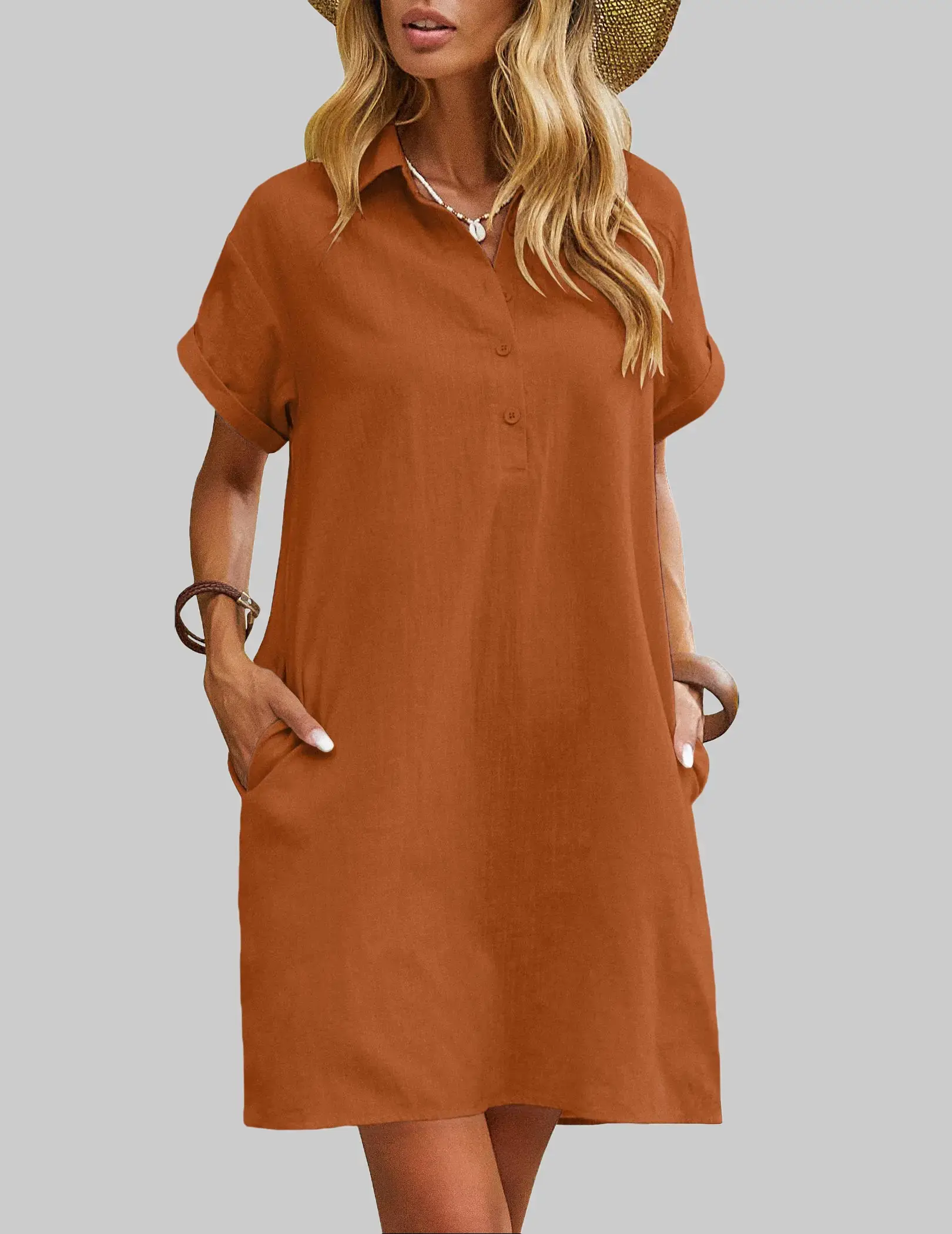 ZEAGOO  Women's Cotton Shirt Dress Summer Casual Short Sleeve Button Down Beach Cover Up Shirts with Pockets summerwins