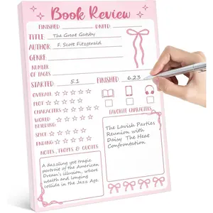 Bow Book Review Notepad -  to School  50 Sheets Reading Journals  Notepad for Readers Book Lovers,  Bowtie Reading Log for Students Bookish Women to Review