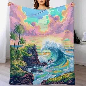 Ambesonne Fractal Throw Blanket, Floral Flowers Ottoman Natural Design With Abstract Colored Mix Art Image Print, Flannel Fleece Accent Piece Soft Couch Cover For Adults, 50 X 70, Multicolor