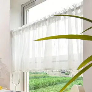 Modern Country Style Soft Fringe Sheer Window Curtain, Single Piece, Top Rod Pocket, Elegant Universal Setting