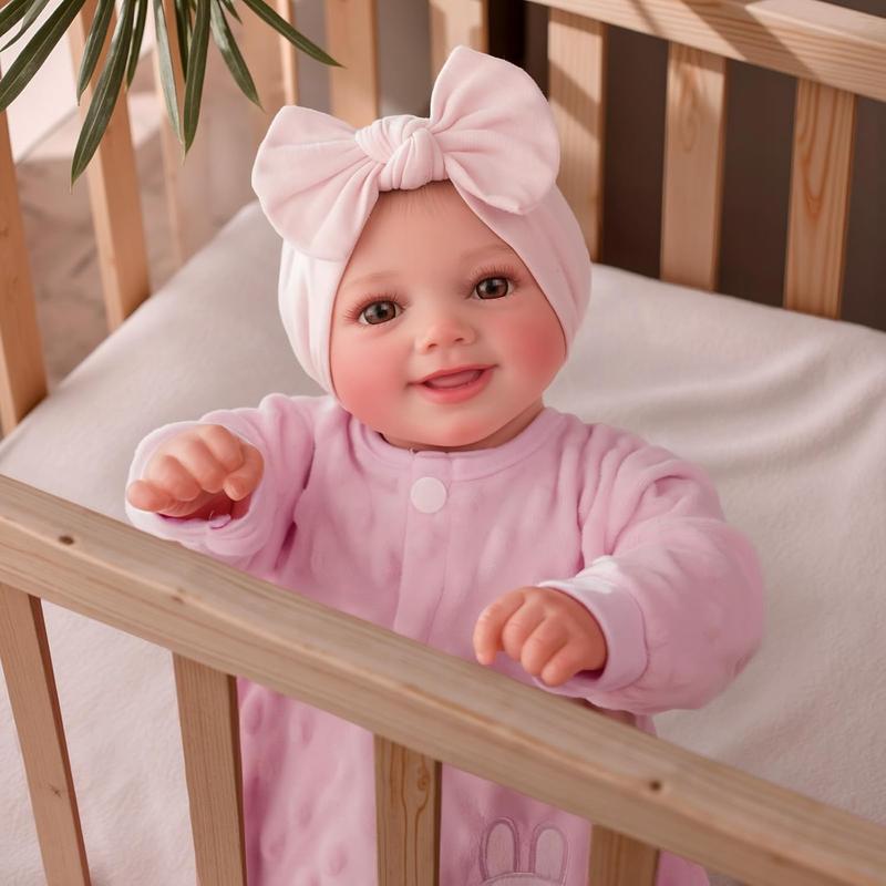 BABESIDE Reborn Baby Dolls Sunny - 17Inch Realistic Baby Doll with Soft Fabric Body Cute Face Poseable Smiling Doll Real Life Baby Dolls with Complete Accessories for 3+ Years Old Gift