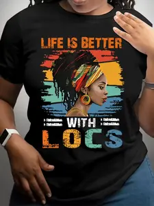 Oversized Life Is Better With Locs Graphic Print Tee - Loc Hairstyle Pride Casual T-Shirt, Cultural Identity Vibe Daily Top Everyday