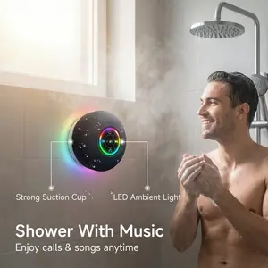 Waterproof Bluetooth-compatible Speaker for Bathroom, Matte Skin-Like Material, Large Suction Mini Wireless Portable, Outdoor Camping Subwoofer, LED Display, 3-4 Hours Battery Life