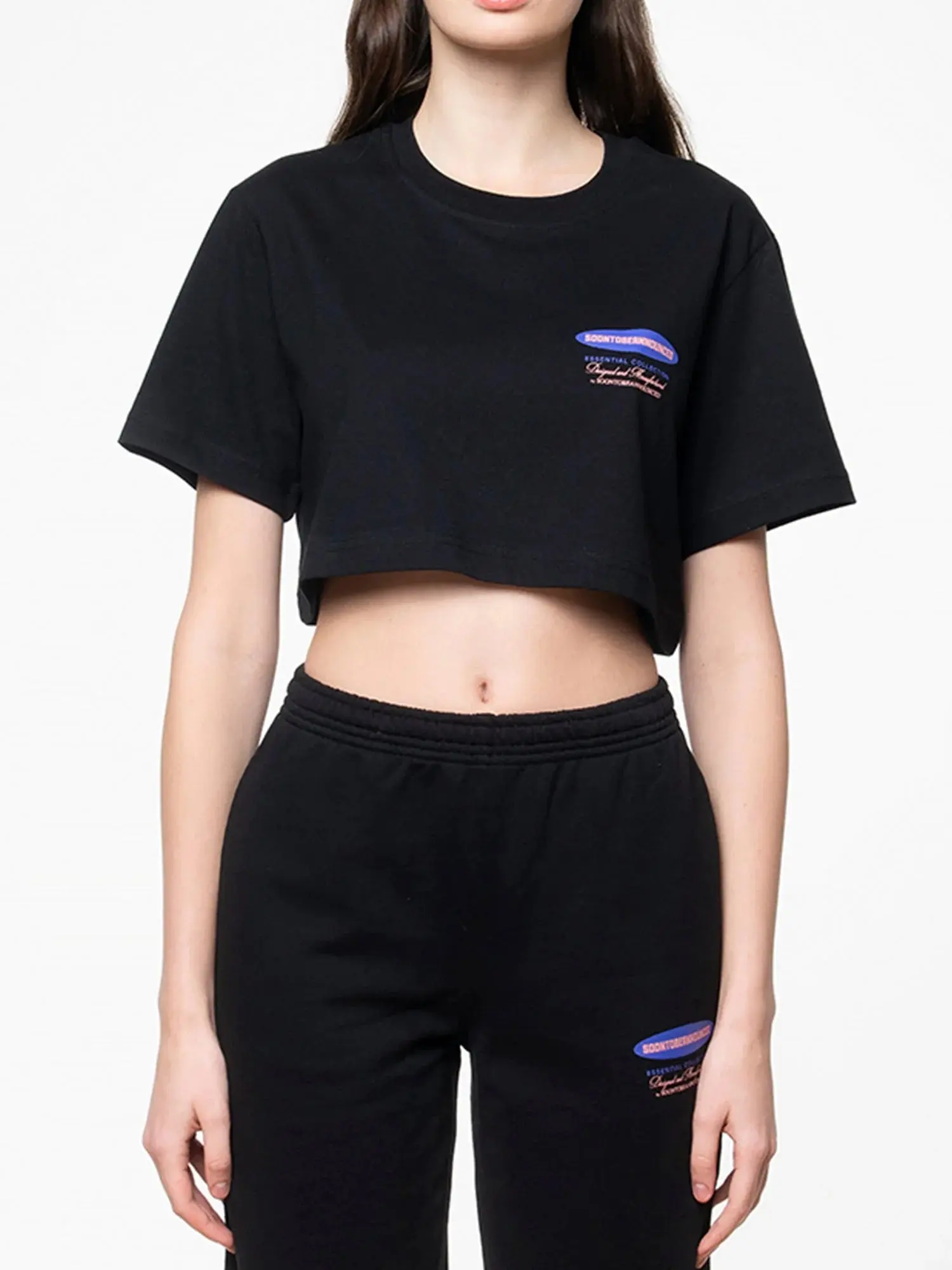 SOON TO BE ANNOUNCED Essentials Logo Crop Fit S/S T-shirt  Peat Black