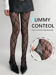 Women's Spring Summer Y2K Floral Mesh Stockings, Sexy Hollow Out Fishnet Socks, Boho Style Bottoms Up Pantyhose