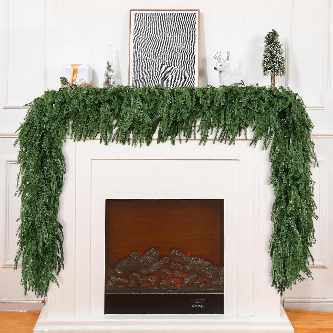 2Pcs /4Pcs 6 Ft Artificial Norfolk Pine Garlands, Real Touch Winter Norfolk Pine Garland, Green Artificial Greenery Pine Garland for Table, Mantle, Wall, Indoor, Outdoor Christmas Decorations (2, 6 FT) summerwins