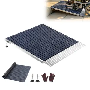 【DealsForYouDays】VEVOR Threshold Ramp for Doorways, 36 x 36 in, Platform Aluminum Wheelchair Ramp with Adjustable Height, Non-Slip Door Threshold Ramps, 700 lbs Load Capacity, for Home Steps, Wheelchairs, Walkers