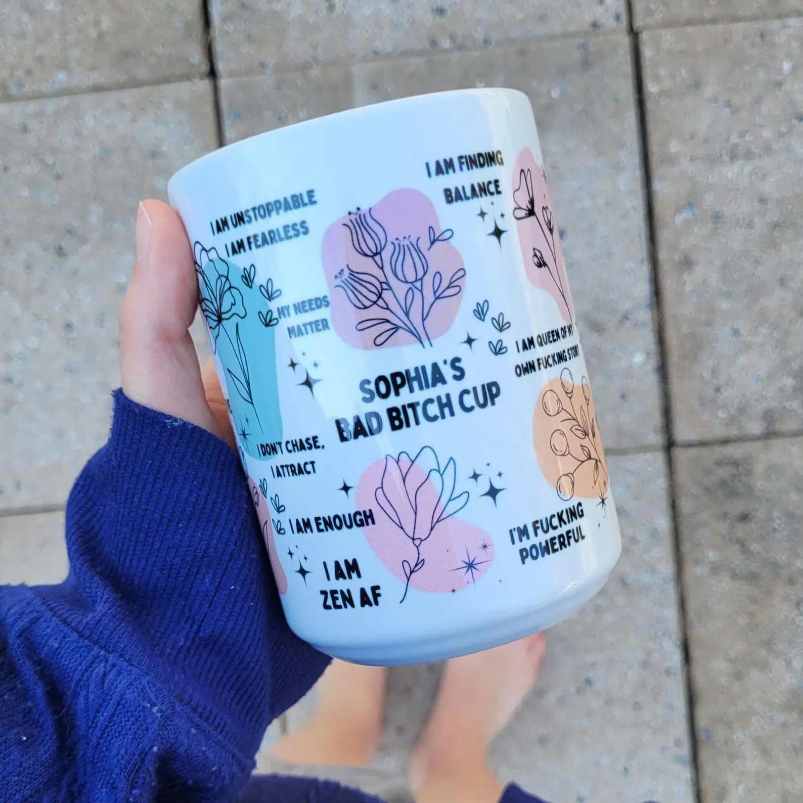 Personalized Mental Health Bad B*tch Cup, Daily Reminders 11oz Coffee Mug