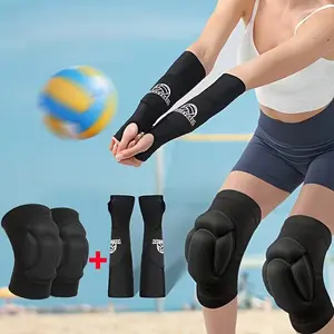 Volleyball Accessories, Including 1 Pair of Volleyball Leg And 1 Pair of Volleyball Sleeve Arm, Suitable for Men And Women'S Volleyball Training, Knee Pad Elbow Pads Guards Protective Gear for Basketball, Baseball, Football, Volleyball, Wrestling, Cycling