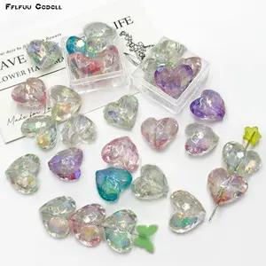 About 62 Pieces 19mm Transparent Iridescent Heart Acrylic Beads Versatile Loose Beads Suitable for DIY Bracelet Necklace Making and Daily Handmade Craft Creations