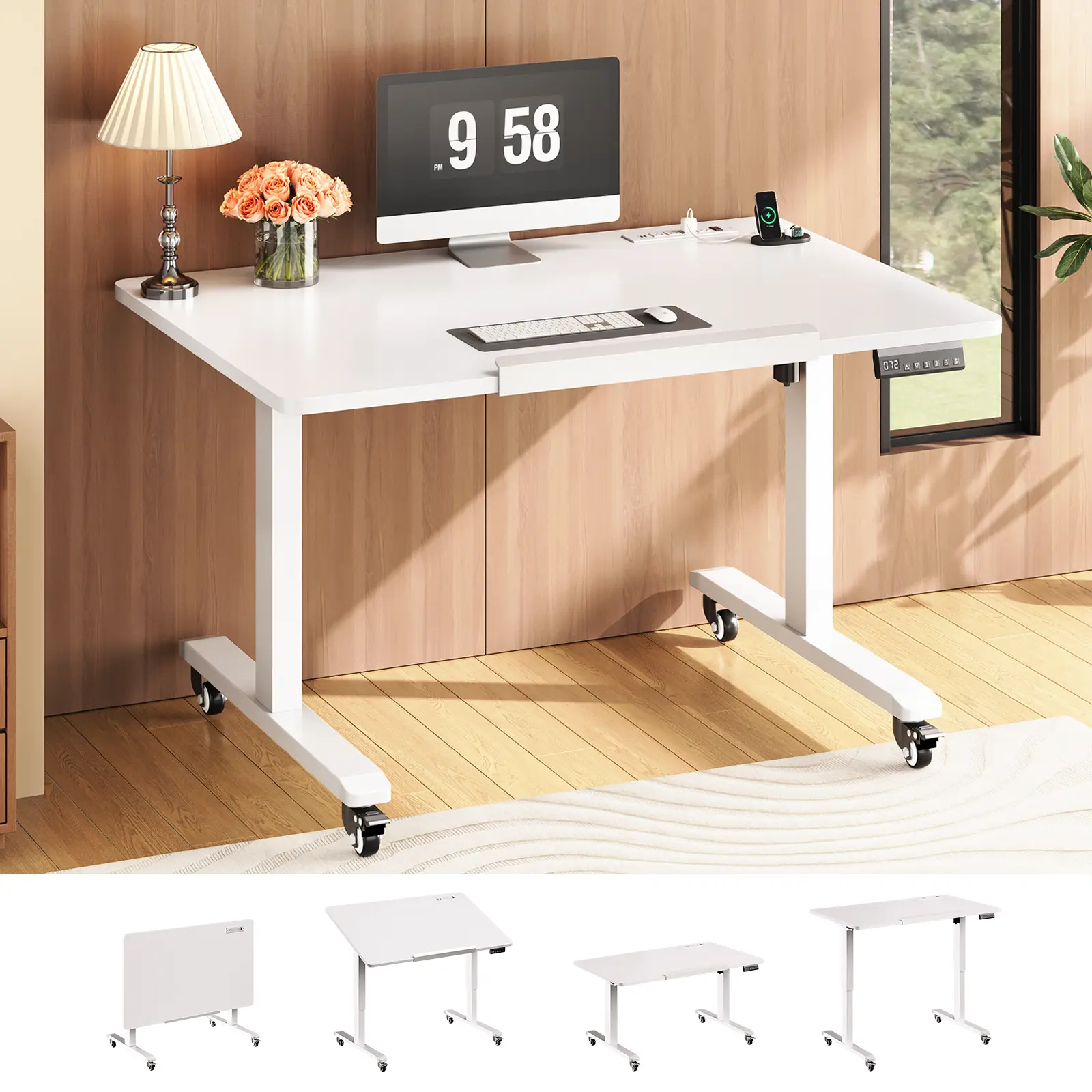 SEDETA 31.5 Inches Foldable Electric Standing Desk, 180° Tiltable Mobile Rising Computer Desk Height Adjustable with Wheels for Drawing/Writing/Gaming/Study/Home Office/Small Space SEDETA 31.5 Inches Foldable Electric Standing Desk, 180° Tiltable Mobile Rising Computer Desk Height Adjustable with Wheels for Drawing/Writing/Gaming/Study/Home Office/Small Space