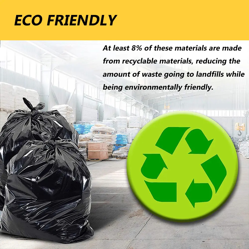 25/50 Pcs Heavy Duty Black Trash Bags Large Plastic Garbage Bags For Industrial Commercial Home Garden Use Extra Strong Cleaning Supplies
