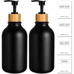 Hand Soap Dispenser Bathroom, Black Dish Soap Dispenser for Kitchen, 17 Fl Oz Plastic Hand and Dish Soap Dispenser Set with  Pump, 2 Pack Refillable Liquid Lotion Dispensers Bottle
