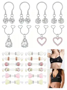 Fake Nipple Rings Faux Nipple Piercing Stainless Steel Non Piercing Nipple Rings Dangle Heart CZ Adjustable Nipple Nooses  Fake Nipple Rings Cute Body Jewelry