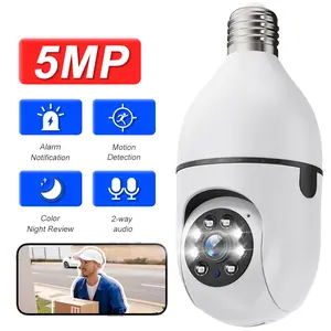 Light Bulb Security Camera 3K 5MP Wireless Outdoor Indoor Wifi Security Cameras for Home Security 360° Camera Motion Detection and Alarm Two-Way Audio Based Light Bulb Socket Waterproof