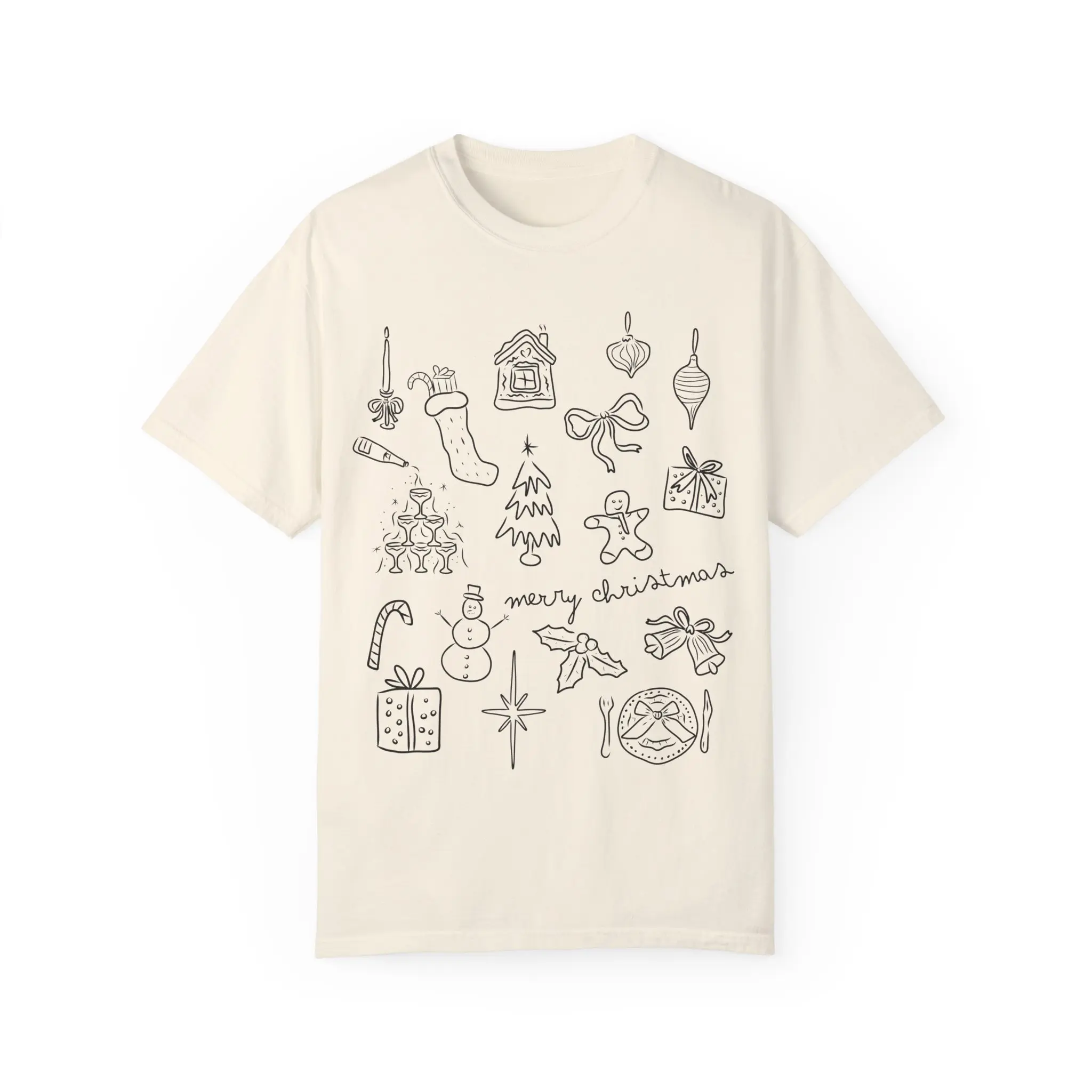 All Things Christmas T-Shirt, Unisex Holiday Tee, Cute Festive Icons, Cozy Winter Vibes fall graphic christmas g christmas shirt family trendy christmas santa claus