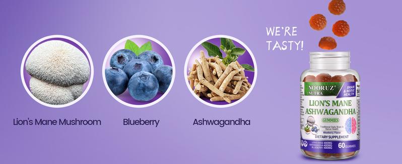 TikTokShopBlackFriday NOORUZ Brain Booster Gummies - 4-in-1 Anti-Aging Formula with Lion's Mane, Ashwagandha & Magnesium - Blueberry Flavor - 60 Gummies - Gluten-Free, Vegan, Non-GMO - 3-Pack Bundle Adaptogenic Mushrooms Supplement TikTokShopBlackFriday NOORUZ Brain Booster Gummies - 4-in-1 Anti-Aging Formula with Lion's Mane, Ashwagandha & Magnesium - Blueberry Flavor - 60 Gummies - Gluten-Free, Vegan, Non-GMO - 3-Pack Bundle Adaptogenic Mushrooms Supplement