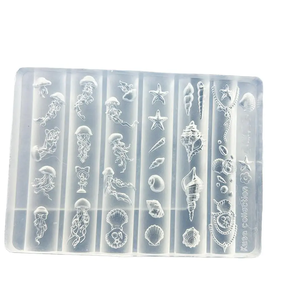 Deep Sea Jellyfish Nail Art Silicone Mold, High Transparency 3D Anemone Conch Shell Template, Perfect for Creative Nail Designs