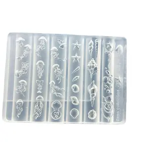 Deep Sea Jellyfish Nail Art Silicone Mold, High Transparency 3D Anemone Conch Shell Template, Perfect for Creative Nail Designs