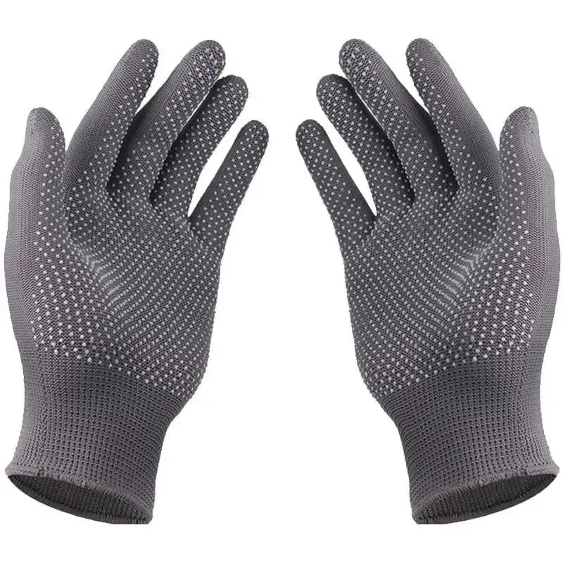 1 Pair Work Gloves Anti-slip Knitted Stretchy Cloth Glove Thin Moist Glove Liners with Grip Gloves for Men Womens Safety Working Nylon Cloth Dot Grip Liners Moving for Men Warehouse Garden