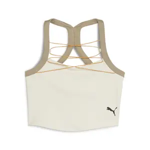 PUMA Womens Dare To Crop Halter Neck Tank Casual Tops Casual - Beige, Off White
