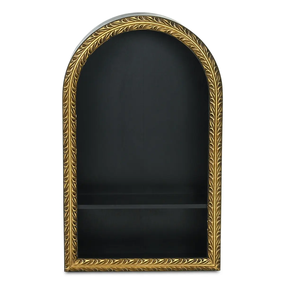 Cheungs 6232 Mireza Black & Gold Ornate Framed 2-Layer Wooden Floating Shelf - Wall-Mounted, 22in Height, Neutral Single Unit Home Decor for Wall Storage, Unisex Home Supply, Hanging Floating Shelves