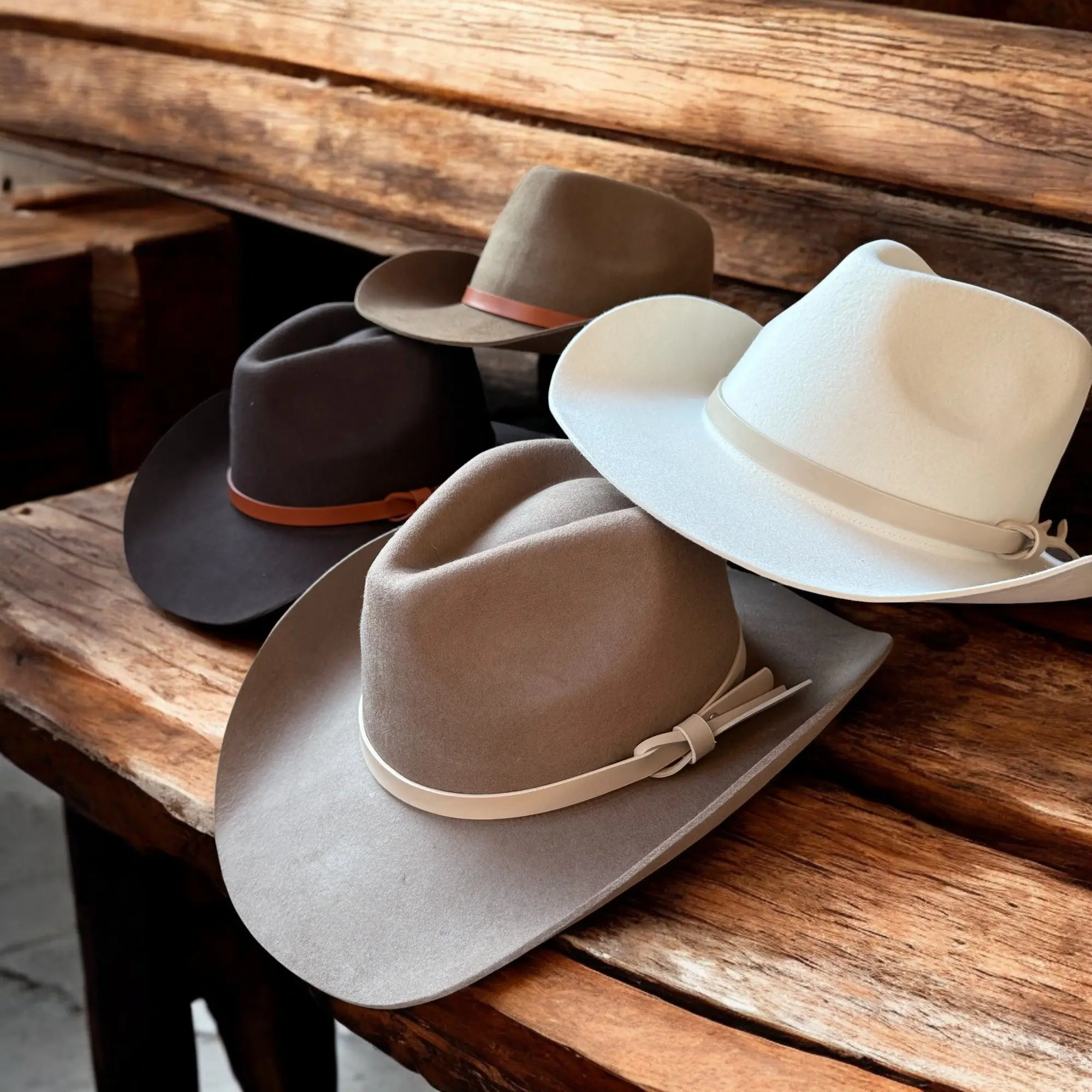 100% Australian Wool Cowboy Hat for Women, Western Style with 4" Teardrop Crown and Leather Band, Adjustable 57 cm Fit, 3.5" Stiff Brim, Cowboy Hats, 3.5" Brim, 4" Crown Height, 57 Cm Crown