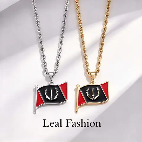 American Black Flag Necklace Stainless Steel Oil Drip Design Accessory Gift for Men and Women